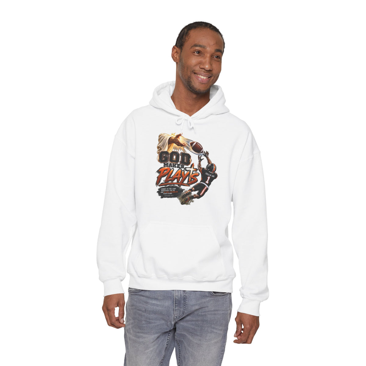 God Plays Football Hoodie – Christian Football Player Graphic Sweatshirt