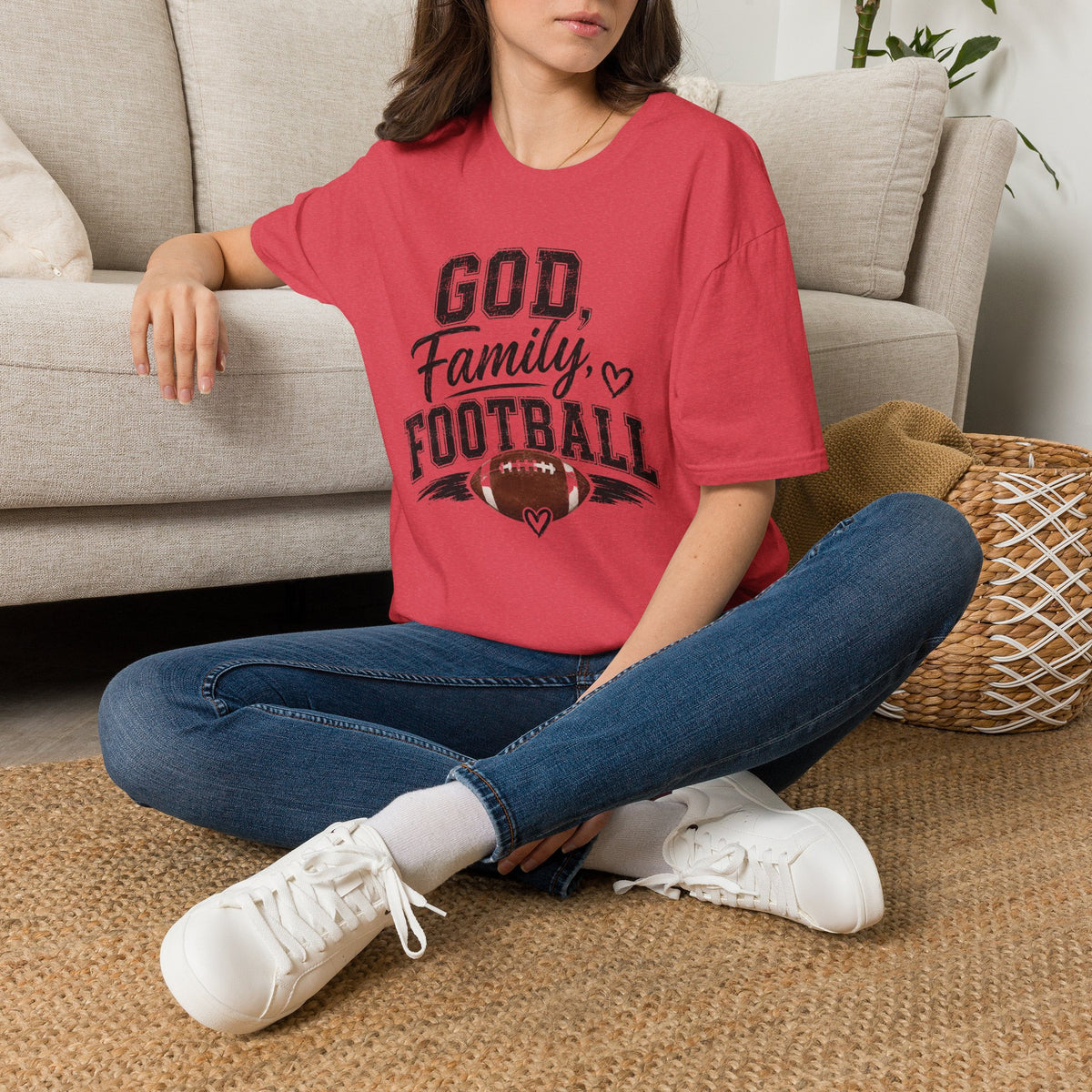 T-Shirt — "God, Family, Football" Faith & Sports Graphic Tee