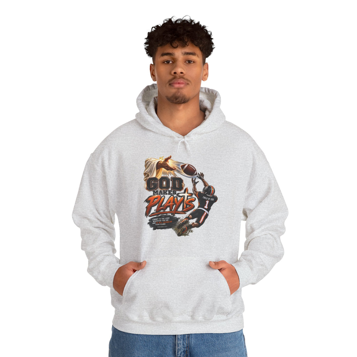 God Plays Football Hoodie – Christian Football Player Graphic Sweatshirt