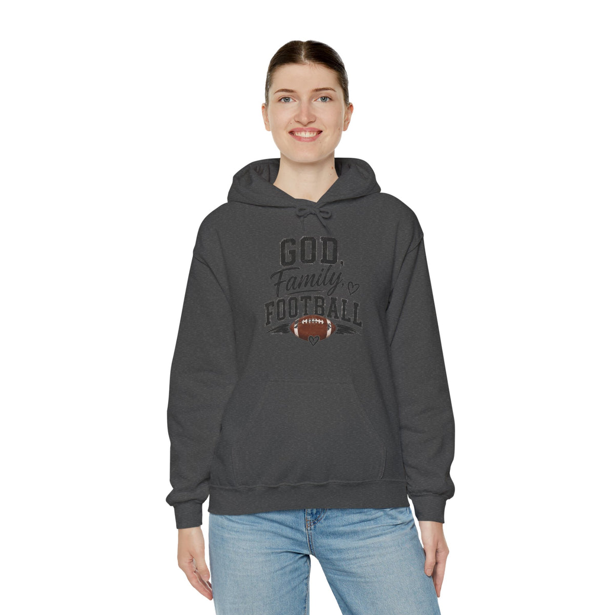Football Family Hoodie – "God, Family, Football" Pullover for Fans