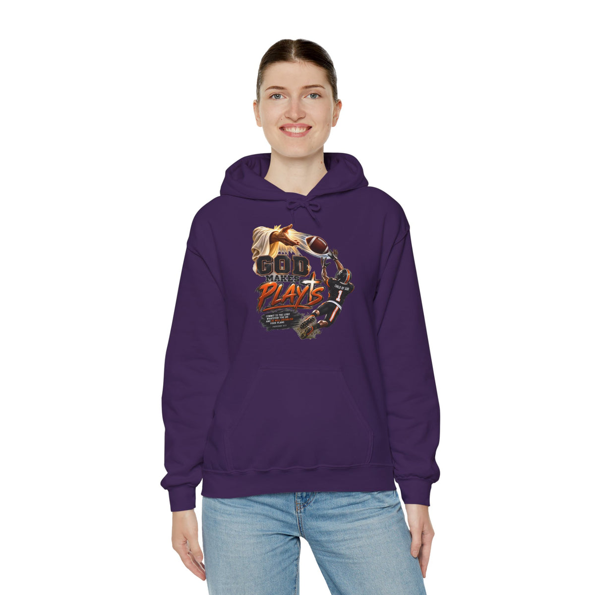 God Plays Football Hoodie – Christian Football Player Graphic Sweatshirt