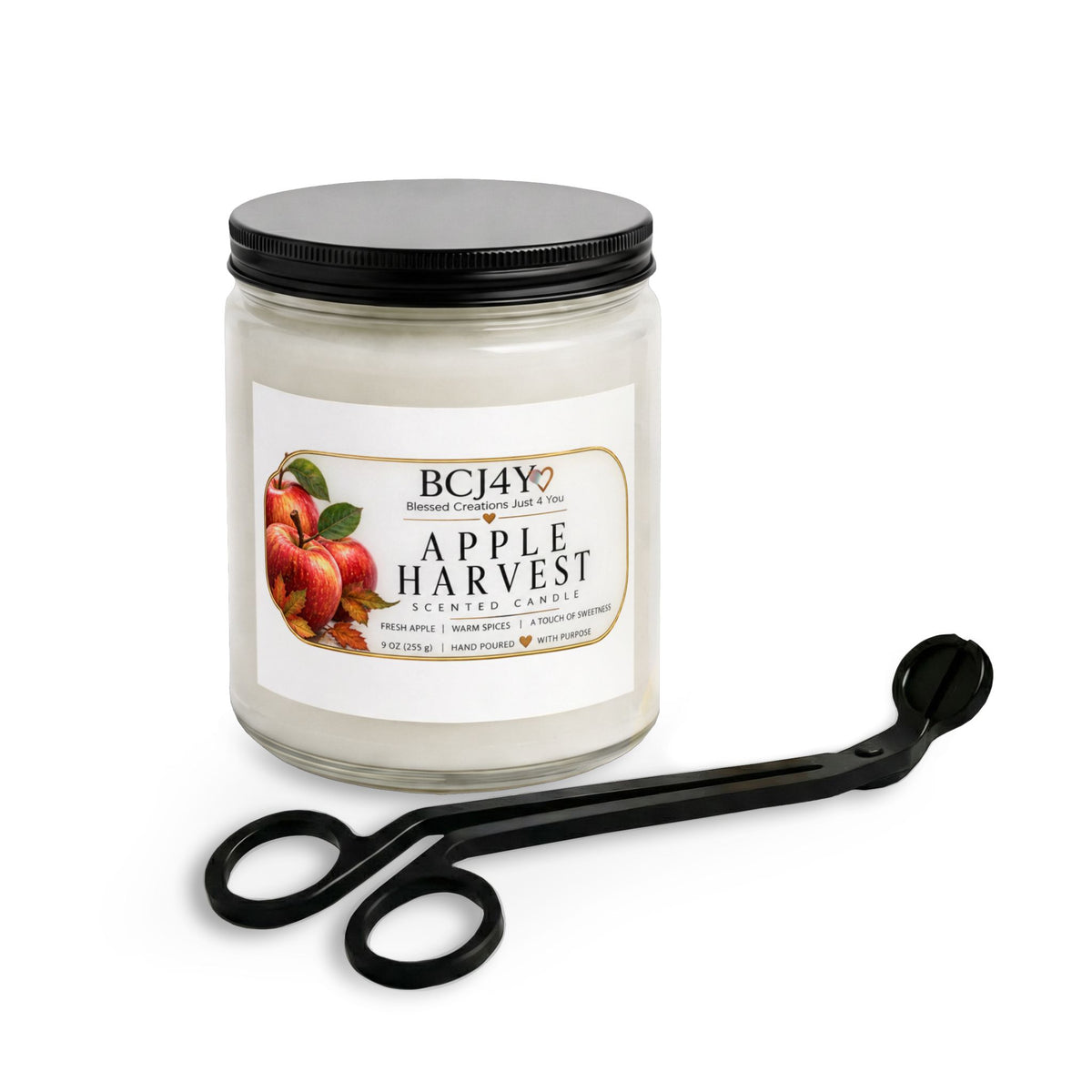 Apple Harvest Candle Set with Wick Trimmer — Scented Jar Candle Gift