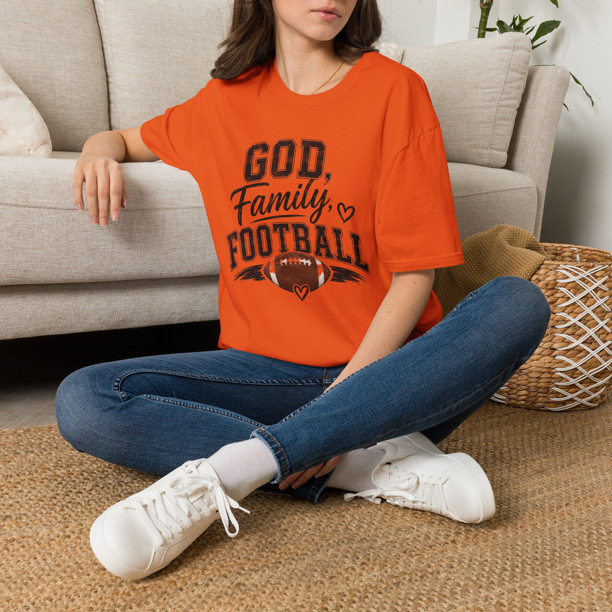 T-Shirt — "God, Family, Football" Faith & Sports Graphic Tee