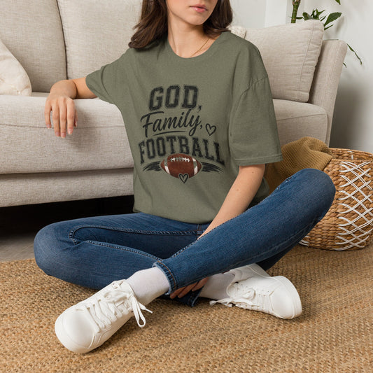 T-Shirt — "God, Family, Football" Faith & Sports Graphic Tee