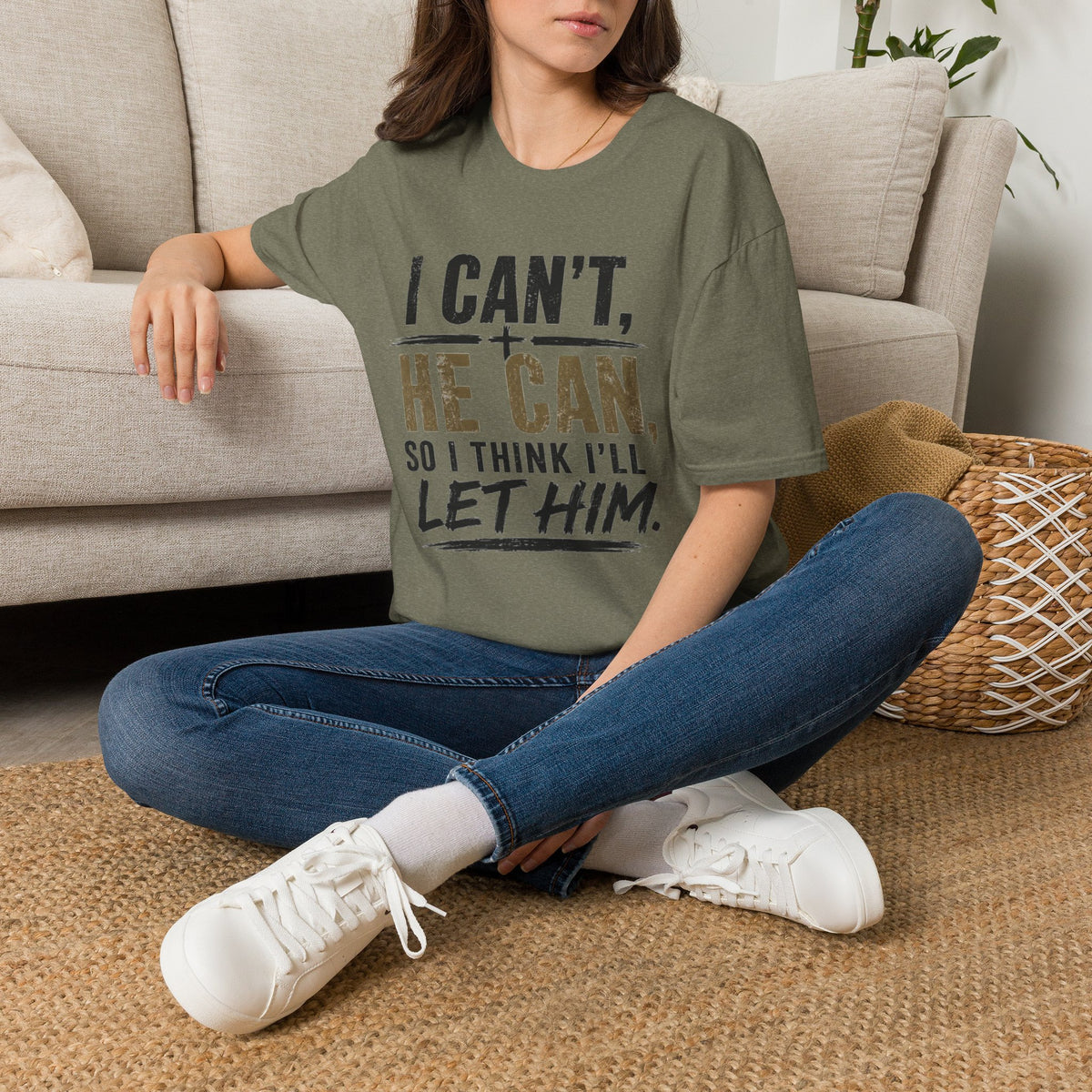 I Can't, He Can Christian T-Shirt — Inspirational Faith Graphic Tee