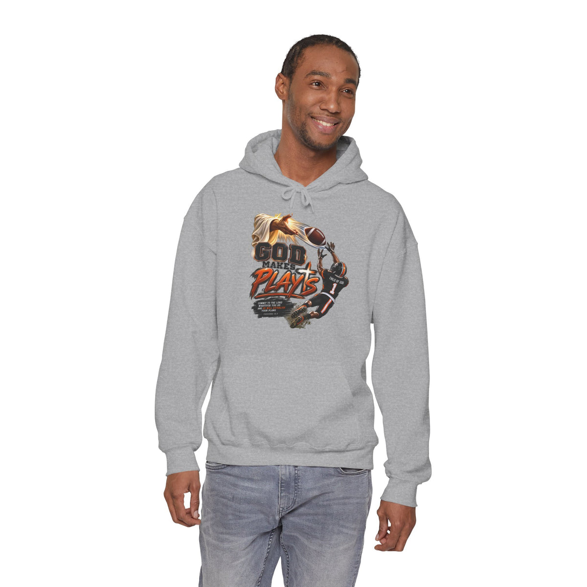 God Plays Football Hoodie – Christian Football Player Graphic Sweatshirt