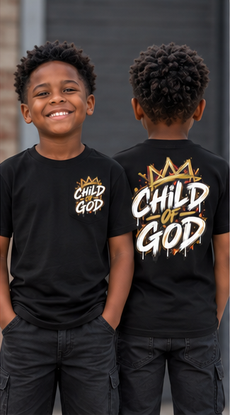 Kids "Child of God" Tee - Crown Graphic Youth T-Shirt