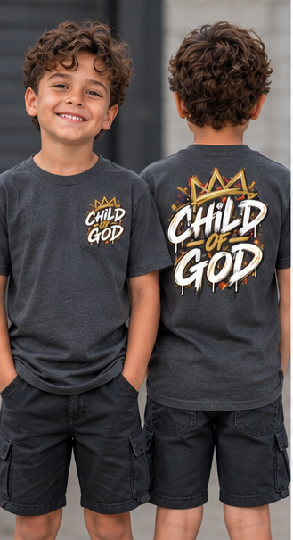 Kids "Child of God" Tee - Crown Graphic Youth T-Shirt