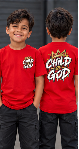Kids "Child of God" Tee - Crown Graphic Youth T-Shirt