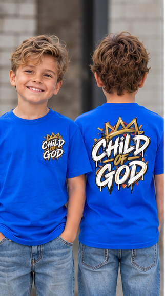 Kids "Child of God" Tee - Crown Graphic Youth T-Shirt