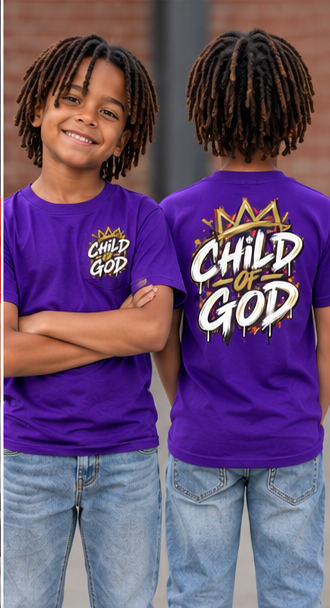 Kids "Child of God" Tee - Crown Graphic Youth T-Shirt