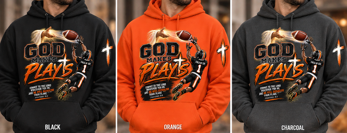 God Plays Football Hoodie – Christian Football Player Graphic Sweatshirt