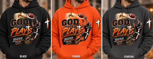 God Plays Football Hoodie – Christian Football Player Graphic Sweatshirt