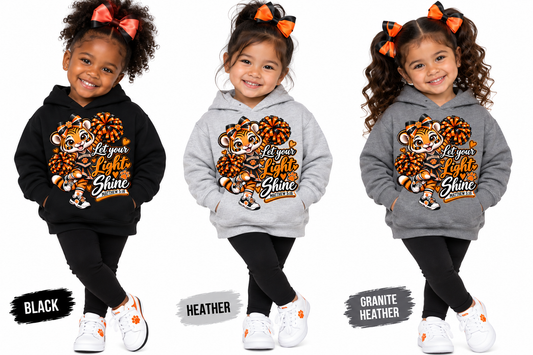 Toddler Sweatshirt - Cheerleader Tiger "Let Your Light Shine" Kids Crewneck