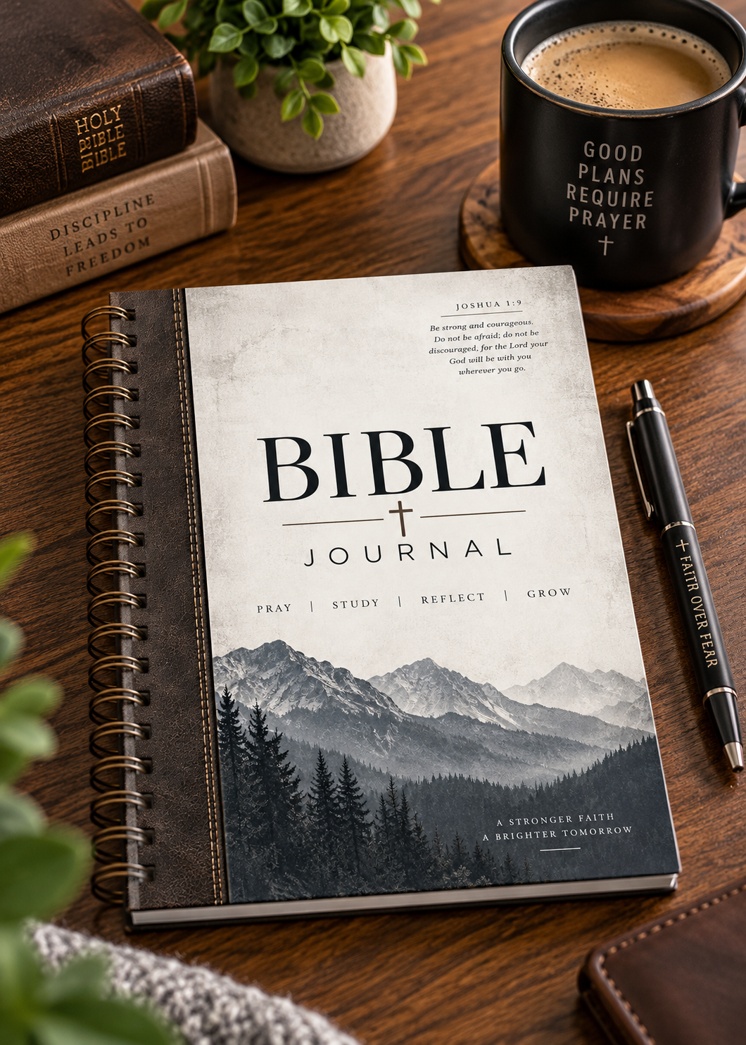 Bible Journal Spiral Notebook — Christian Prayer & Study Ruled Notebook