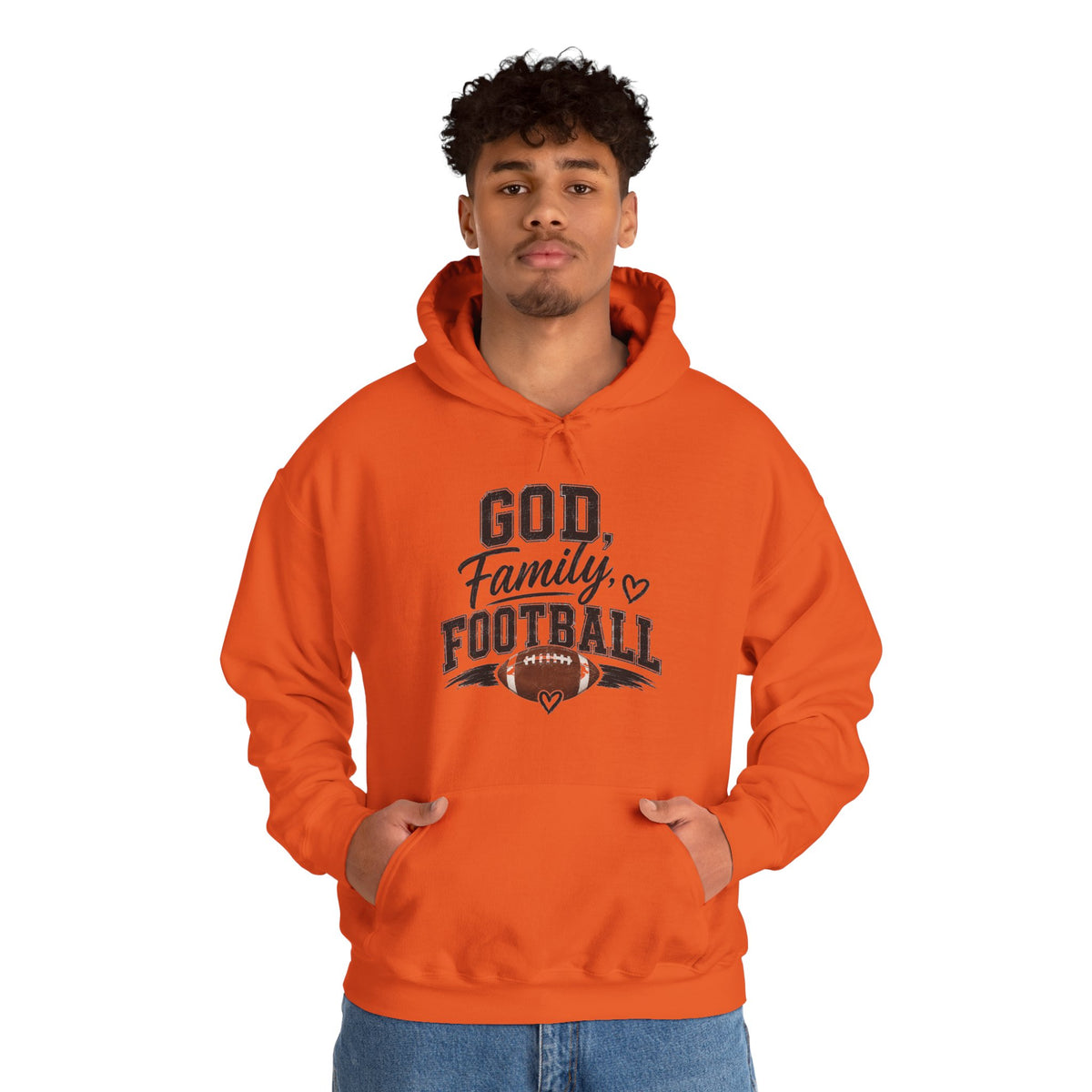 Football Family Hoodie – "God, Family, Football" Pullover for Fans