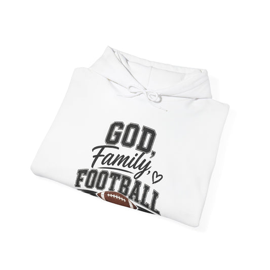 Football Family Hoodie – "God, Family, Football" Pullover for Fans