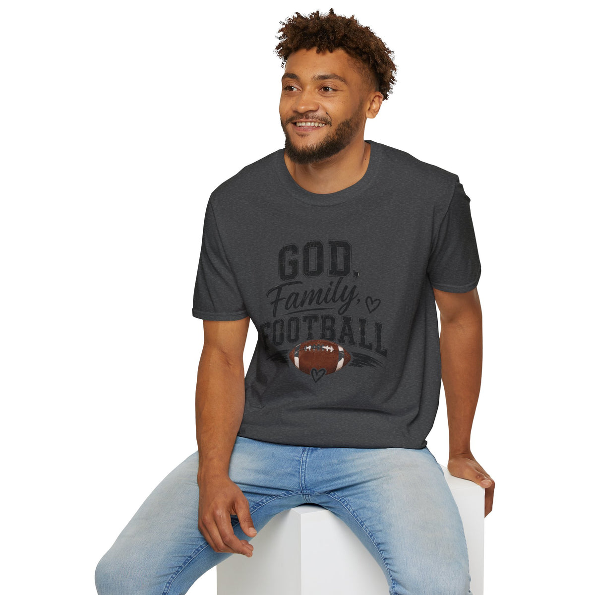 T-Shirt — "God, Family, Football" Faith & Sports Graphic Tee