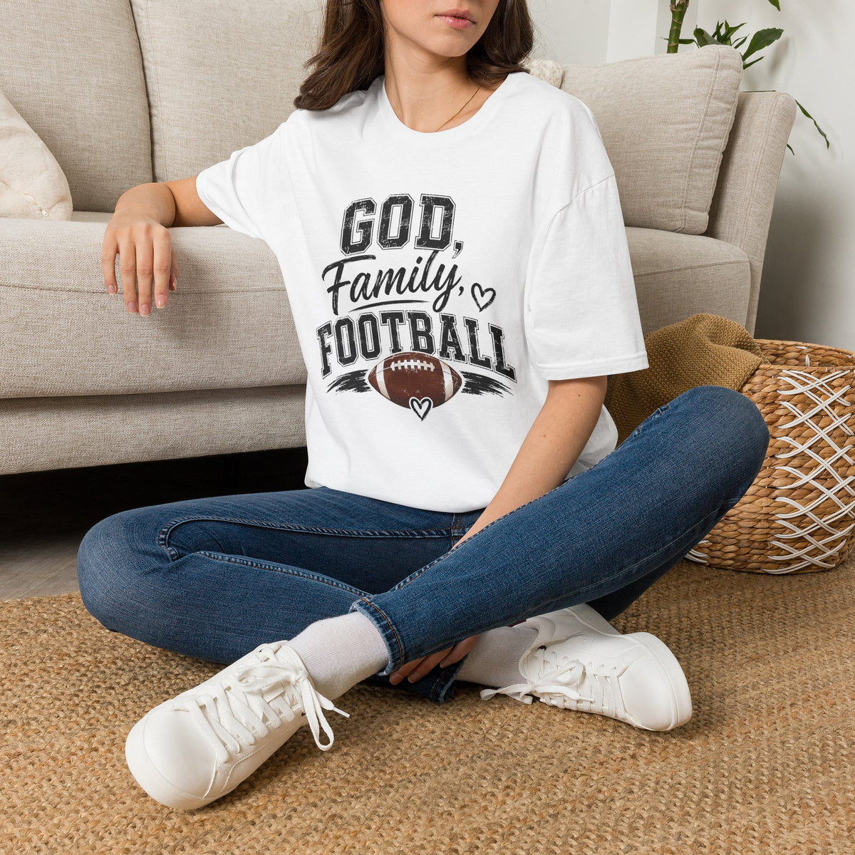 T-Shirt — "God, Family, Football" Faith & Sports Graphic Tee