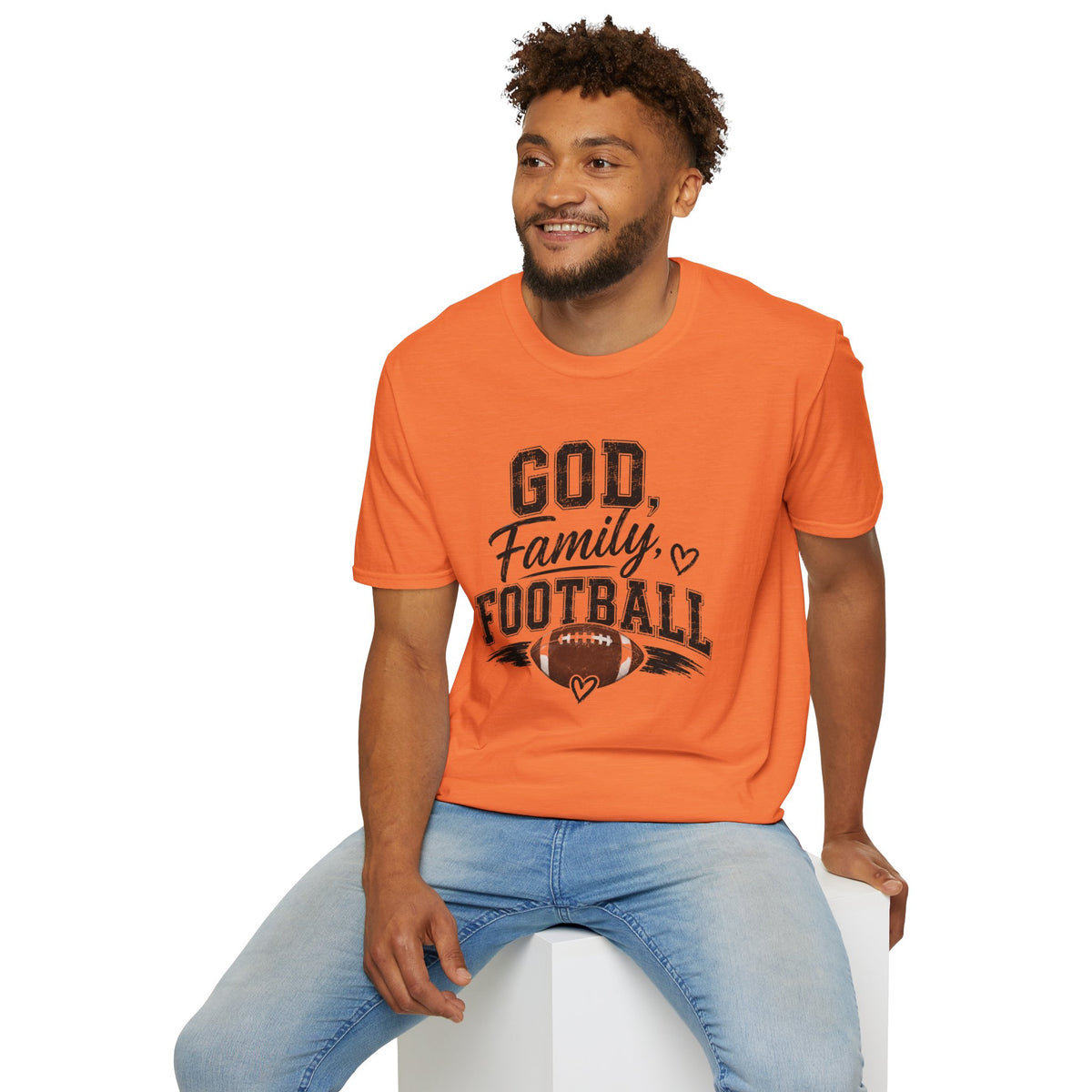 T-Shirt — "God, Family, Football" Faith & Sports Graphic Tee