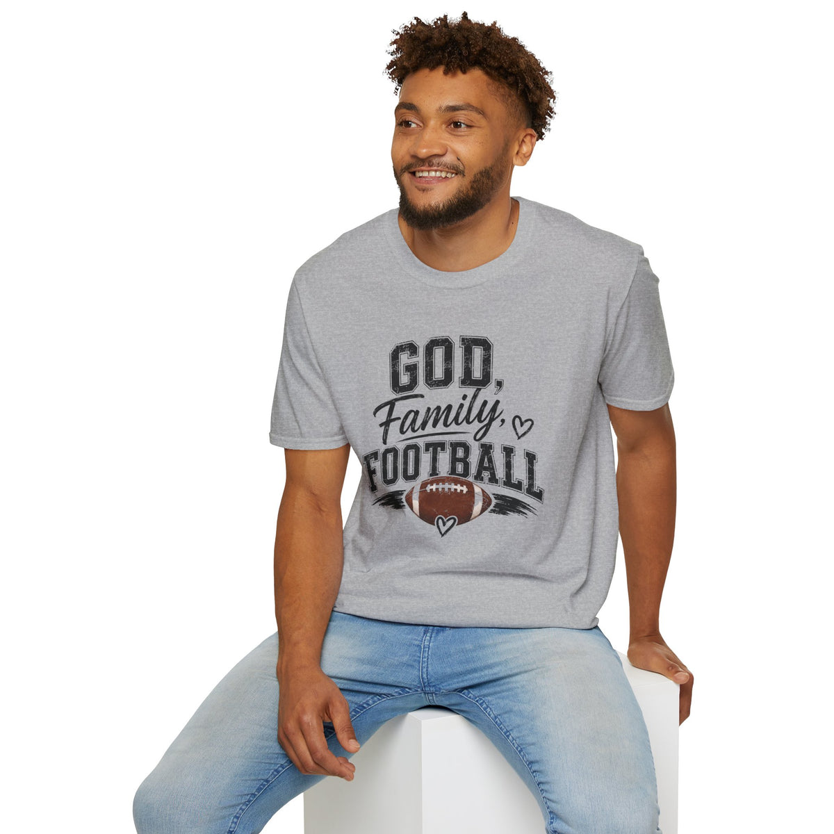 T-Shirt — "God, Family, Football" Faith & Sports Graphic Tee