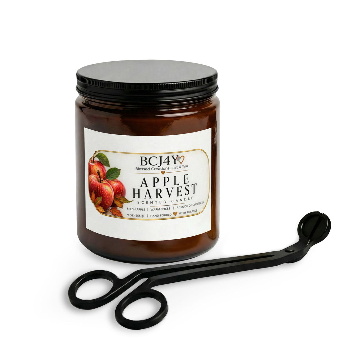 Apple Harvest Candle Set with Wick Trimmer — Scented Jar Candle Gift