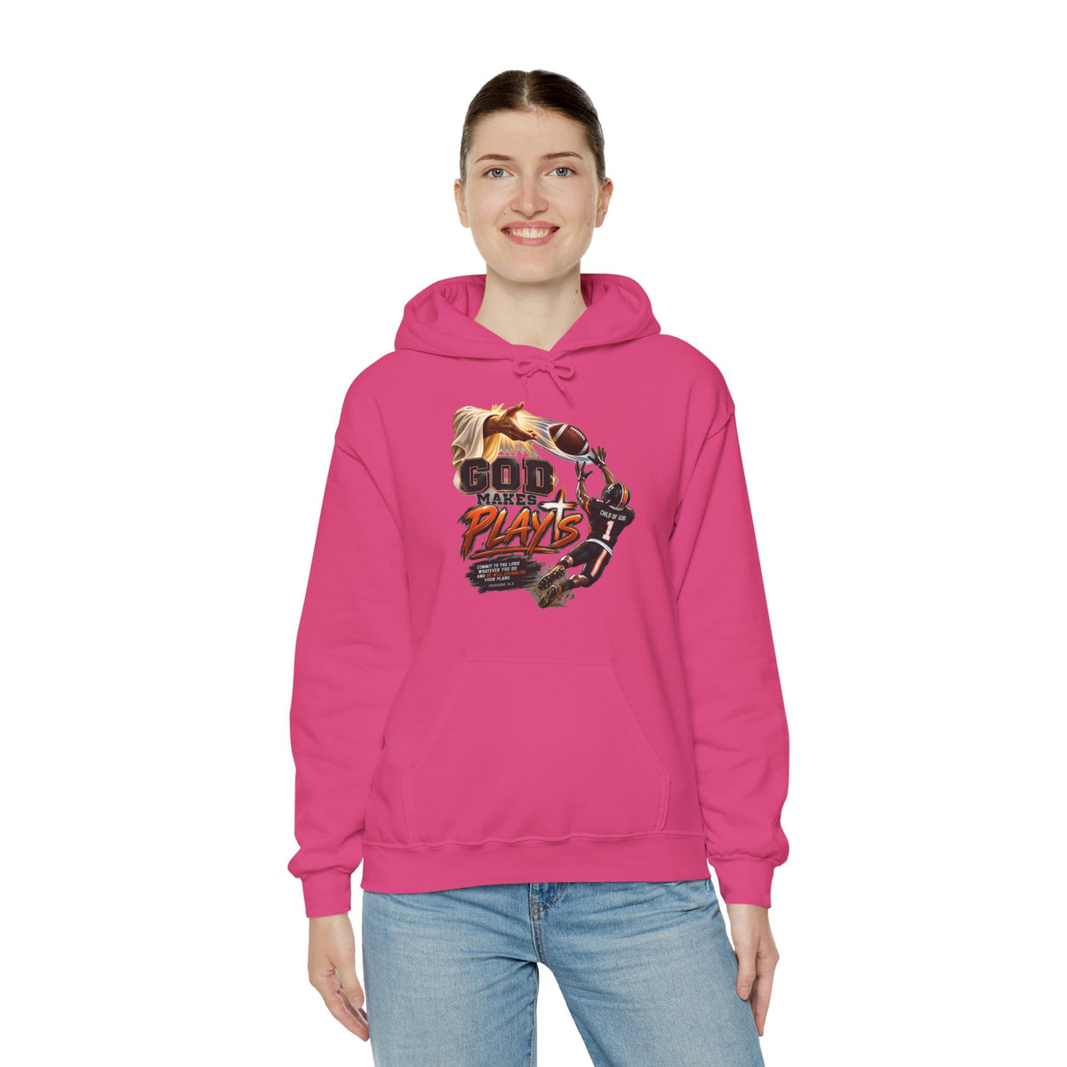 God Plays Football Hoodie – Christian Football Player Graphic Sweatshirt